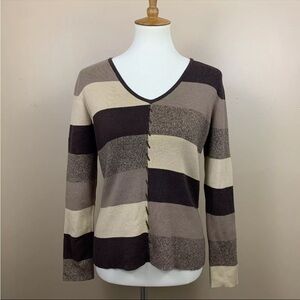 Liz Claiborne Sweater Womens Small Brown Casual Color Block Lightweight Pullover